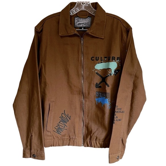 Brooklyn Cloth Co Brown Worldwide Culture Limited Edition Bomber Twill Jacket - Picture 1 of 9